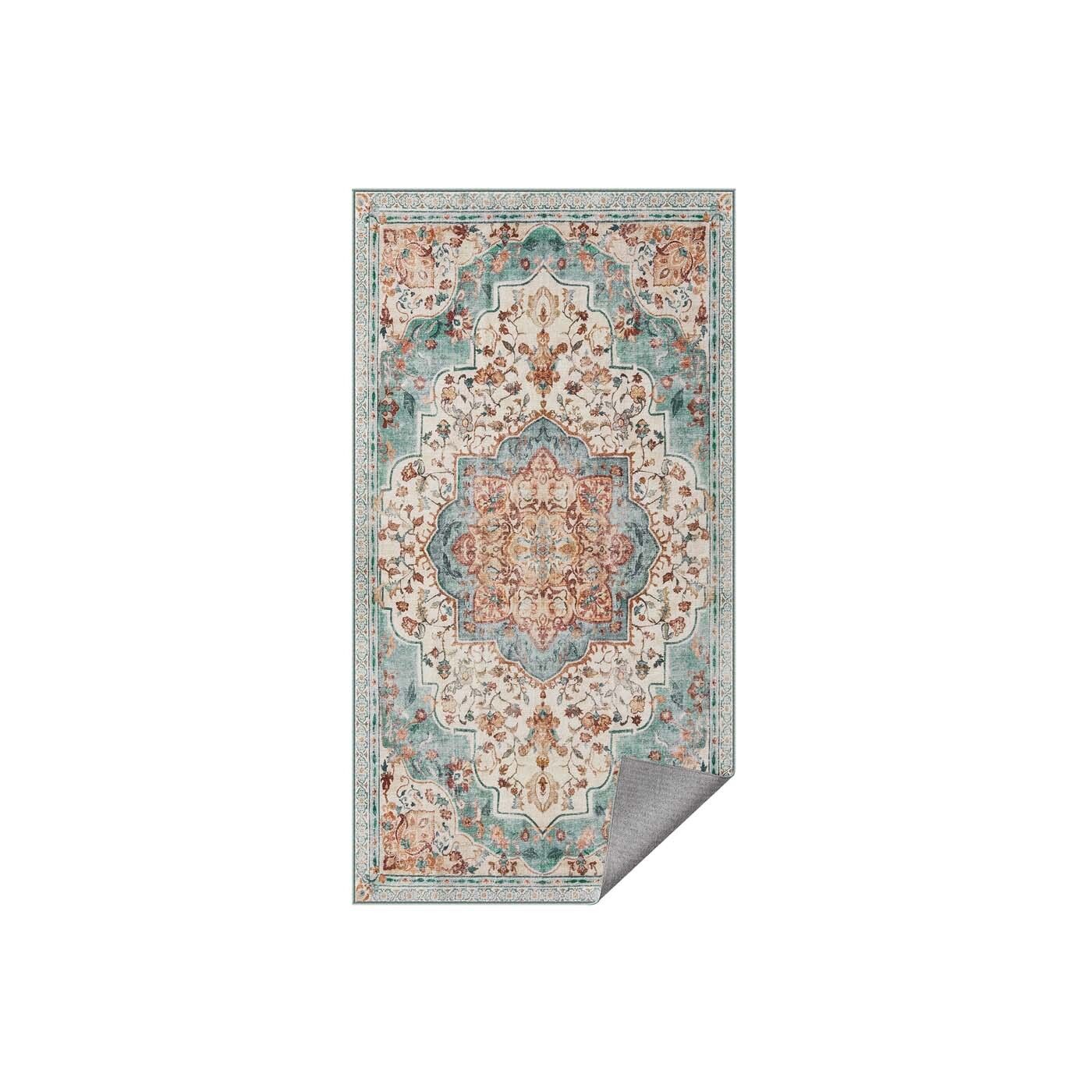 Tappeto vintage 80 x 150 cm soffice blu acquamarina
