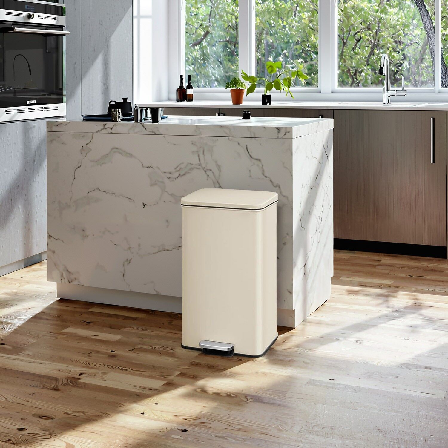 Pattumiera, pattumiera da 40 litri, inclusi 15 sacchi per la spazzatura, 34.8 x 32.1 x 55.7 cm (L x P x A) - Altezza totale (con coperchio aperto): 83. 3 cm