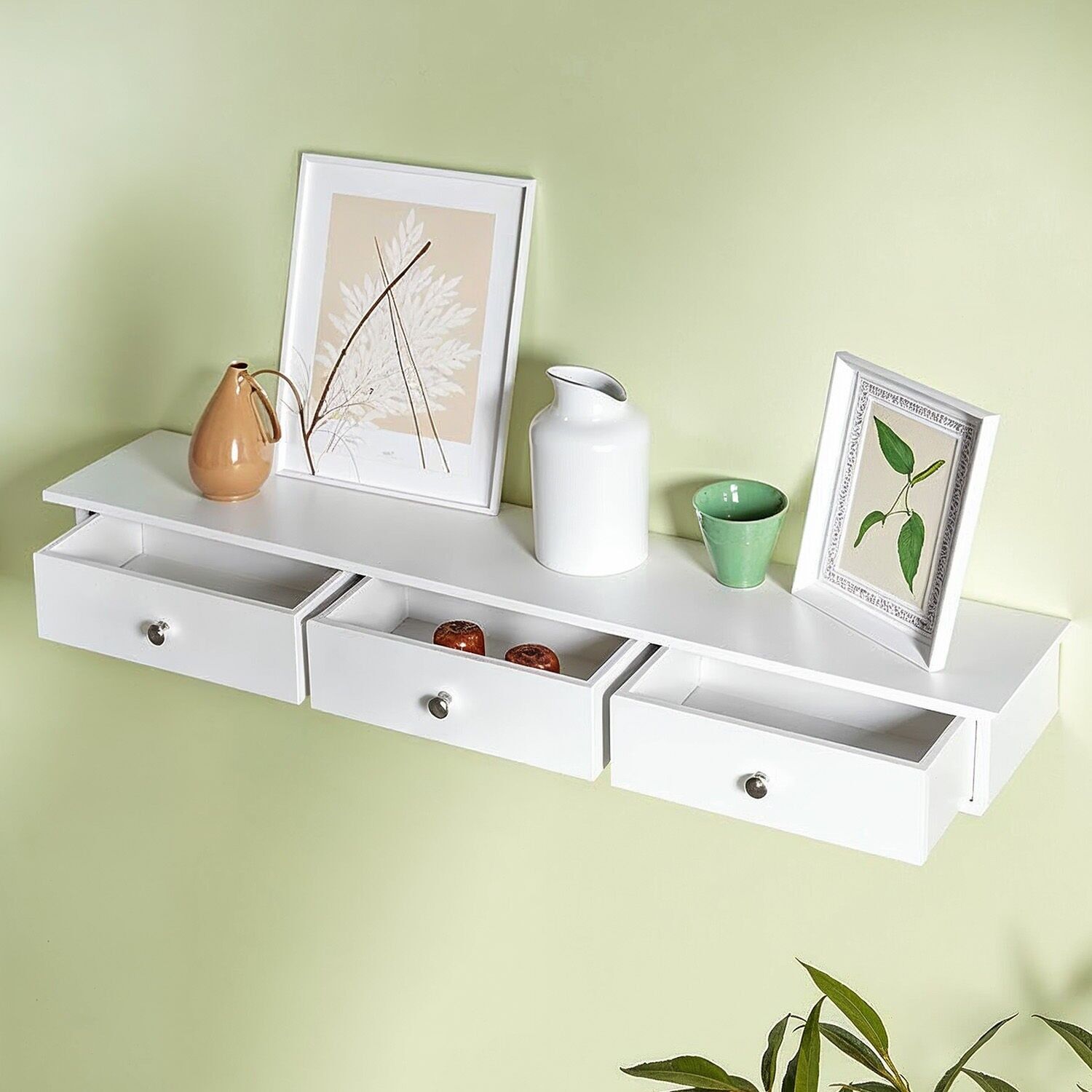 Floating shelf, wall shelf, with 3 drawers, 80 x 15 x 10 cm
