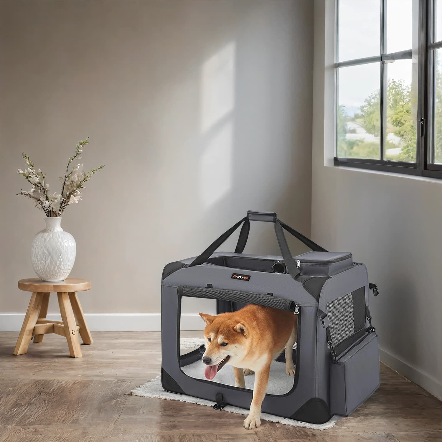 Trasportino pieghevole per cani, box di trasporto in rete, borsa per cani, 70 x 52 x 52 cm