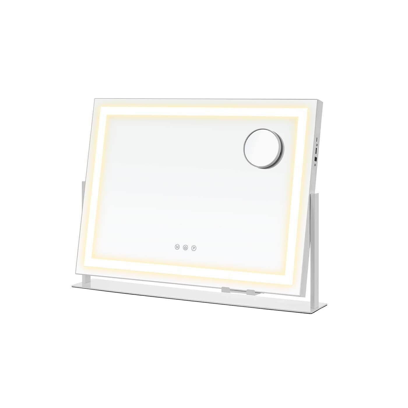 Specchio per il trucco con illuminazione touch, bianco opaco, 10 x 62.5×45.8 cm (P x L x A) Dimensioni specchio: 58 x 43 cm