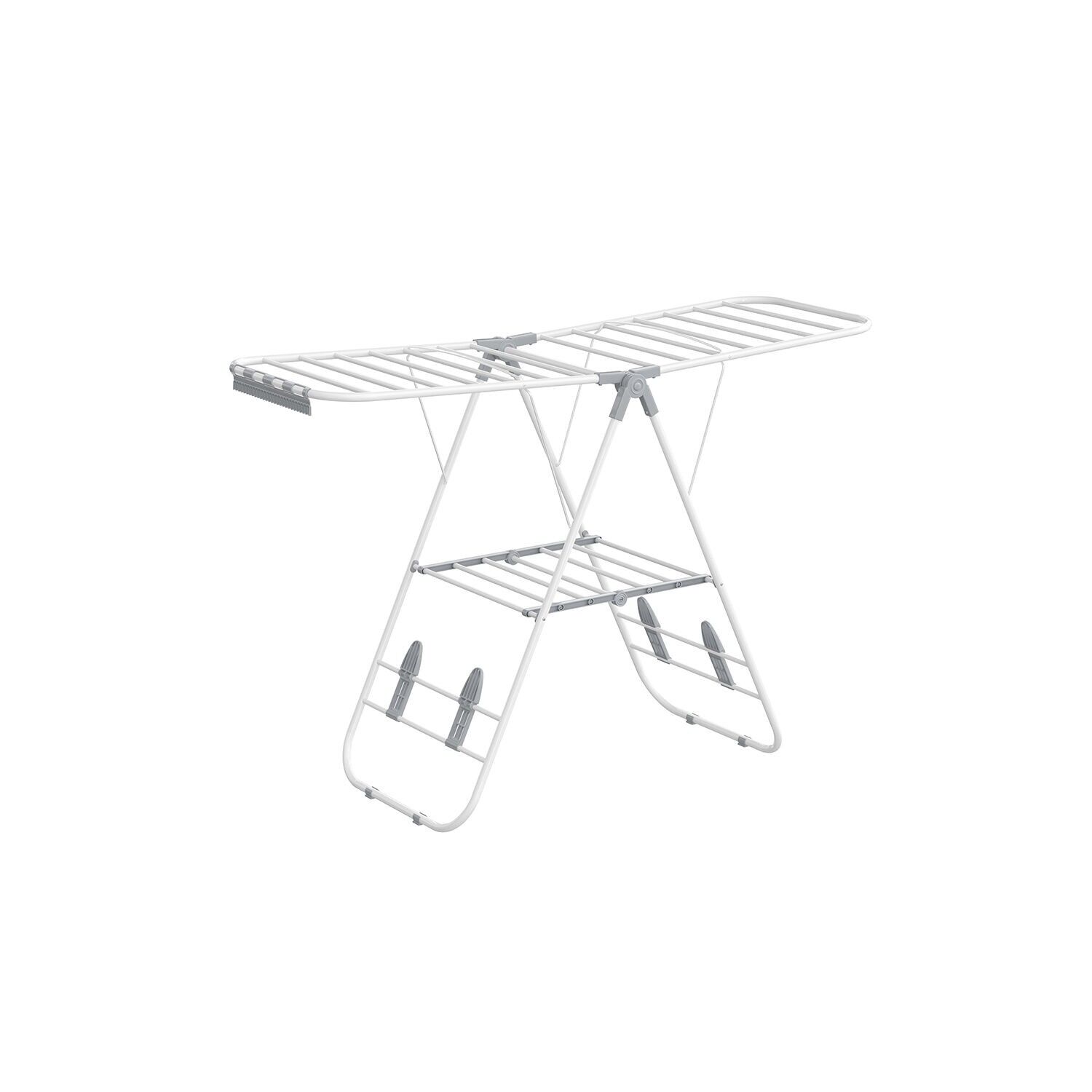 Portant à vêtements avec ailes en acier, blanc nuage-gris tourterelle, 51 x 147 x (97/112/128) cm (P x L x H) Dimensions du support une fois plié : 7 x 56 x 107 cm