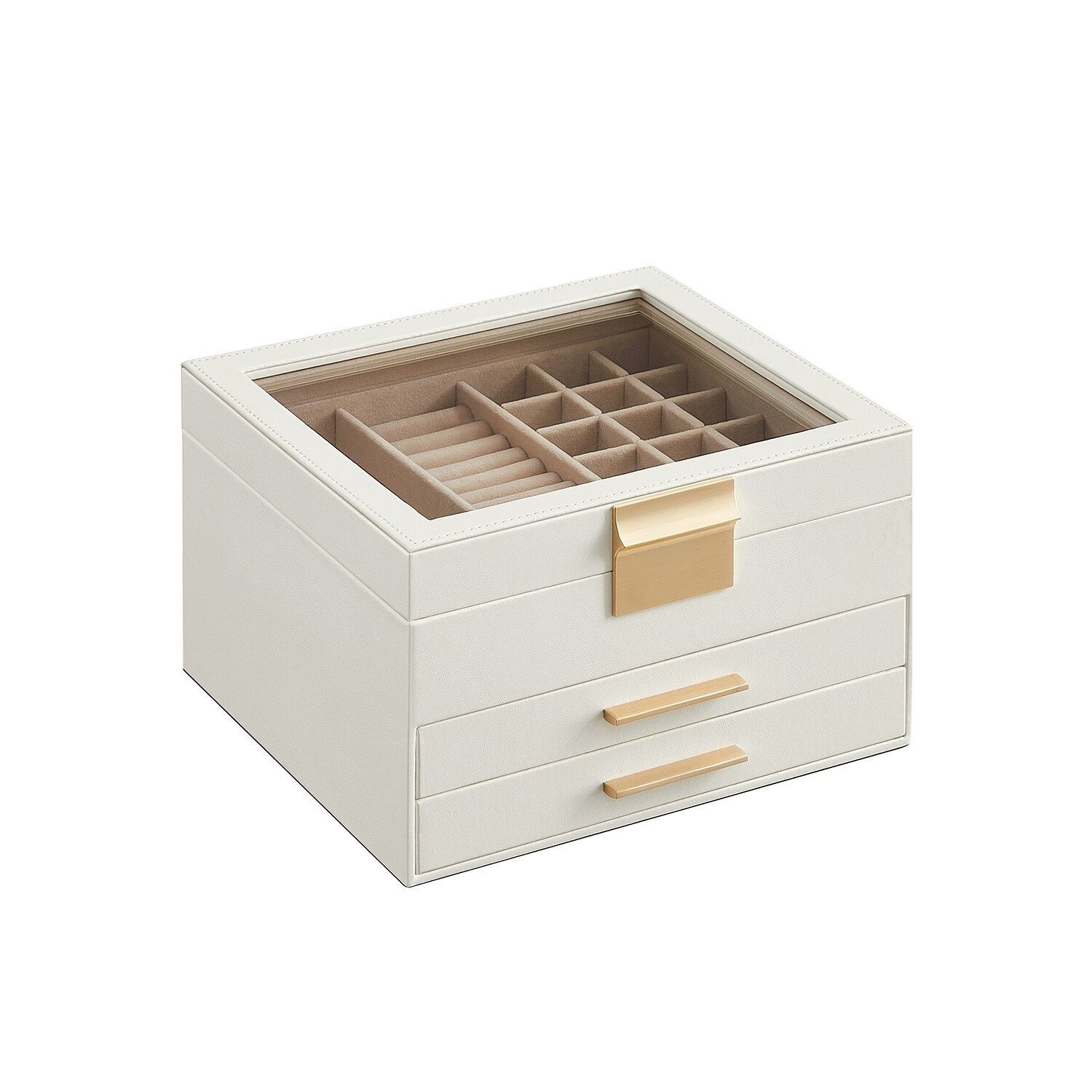 Coffret à bijoux à 3 niveaux, 23.1 x 20.3 x 13.5 cm