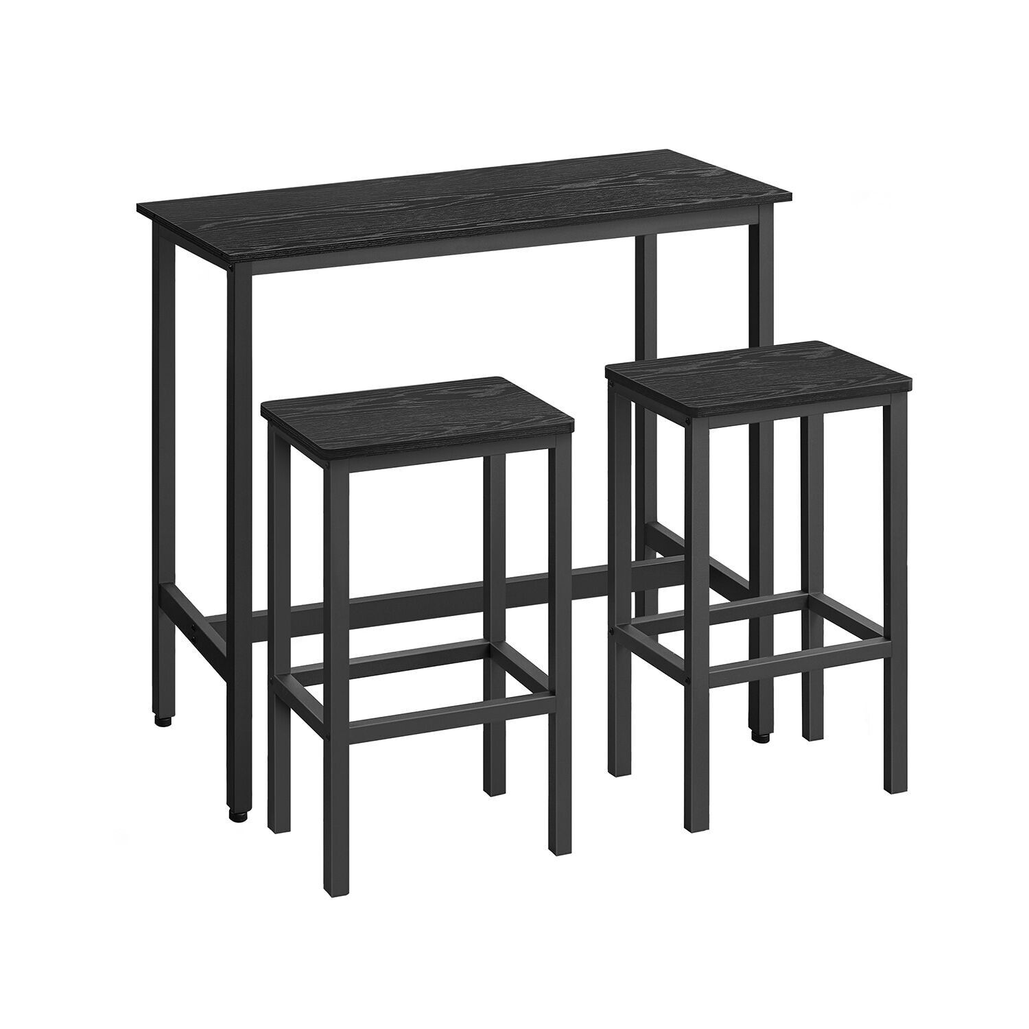 Bar table with bar stool set vintage brown-ink black, (100 x 40 x 90 cm) with 2 bar stools (each 30 x 40 x 65 cm
