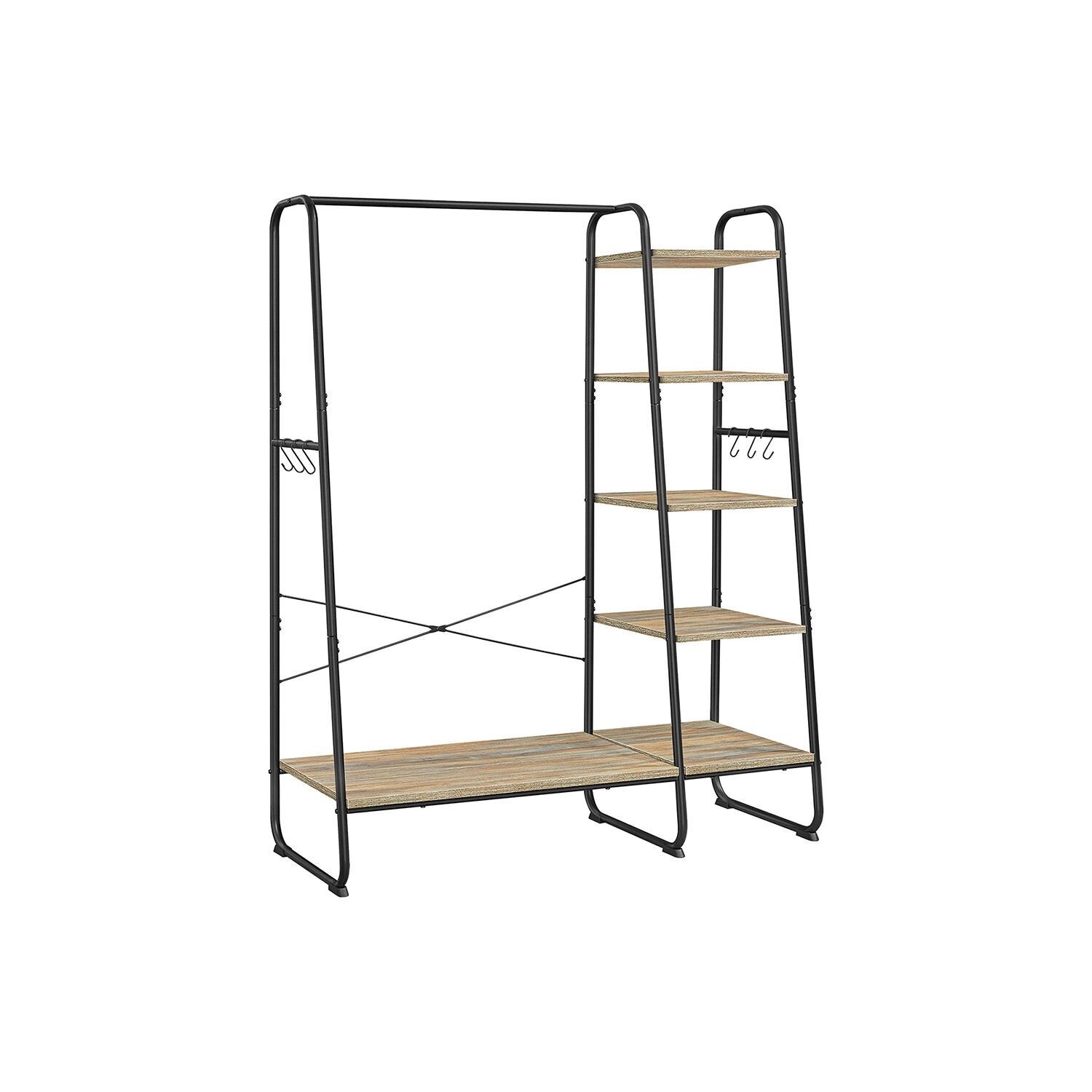 Appendiabiti con 6 ganci, marrone turchese-nero opaco, 45 x 120 x 160 cm