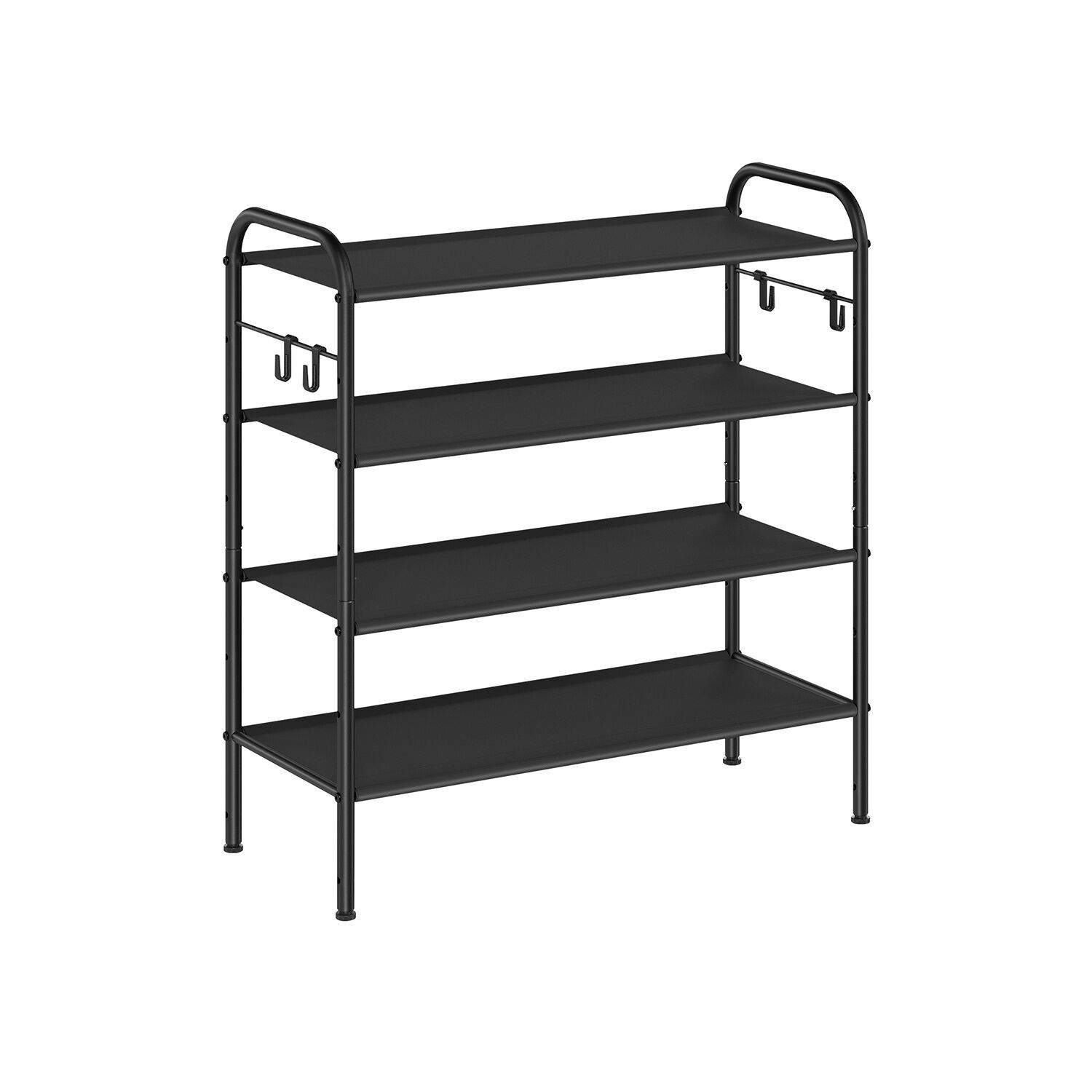 Scarpiera con 4 ripiani per 16 paia di scarpe, nero inchiostro, 28 x 68 x 70 cm