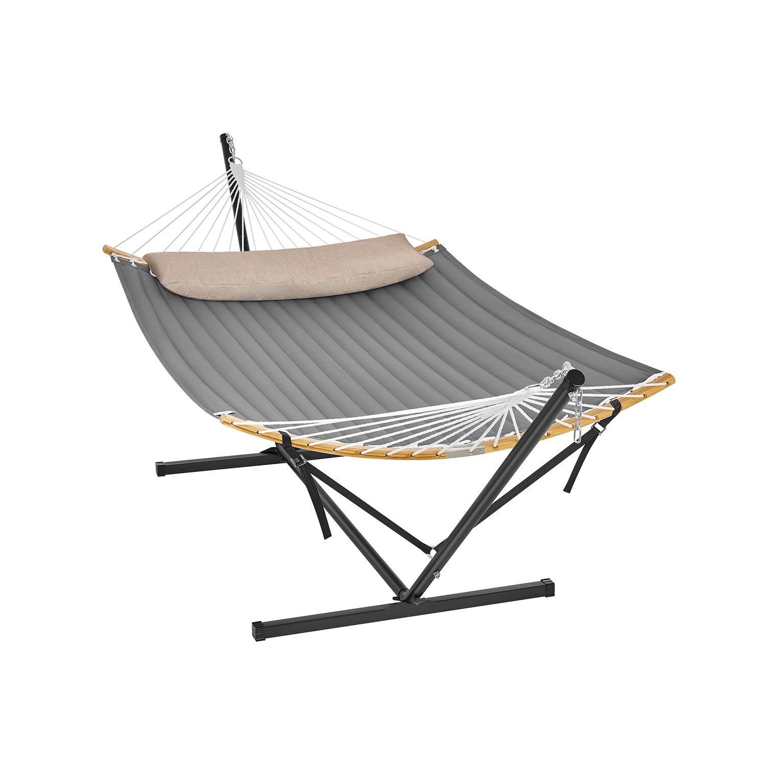 Hammock with metal frame grey, 400 x 100 x 90 cm (L x W x H) Hammock size: 200 x 140 cm