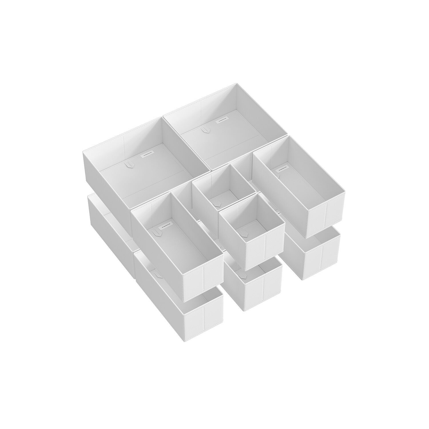 Drawer storage box, set of 12, cloud white, 28 x 28 x 13 cm (L x W x H) Medium boxes: 28 x 14 x 13 cm (L x W x H) Small boxes: 14 x 14 x 13 cm