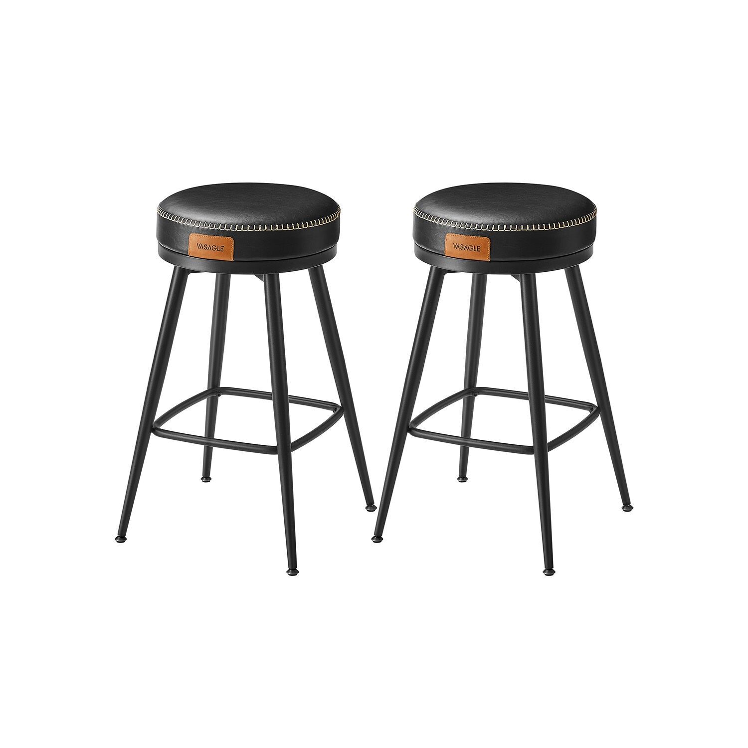 Bar stool set of 2, 65 cm high, ink black