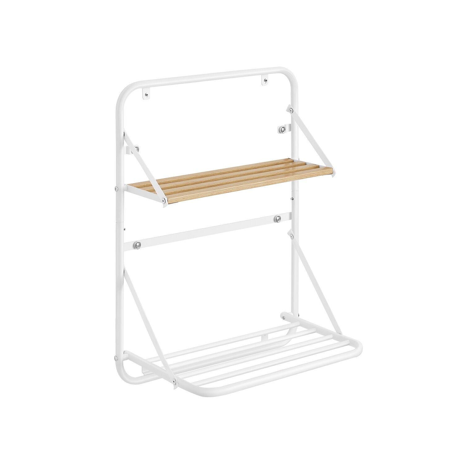 Asciugatrice a parete con ripiani e aste appendiabiti, 26 x 42 x 56 cm (P x L x A) Dimensioni piegato: 3 x 42 x 56 cm