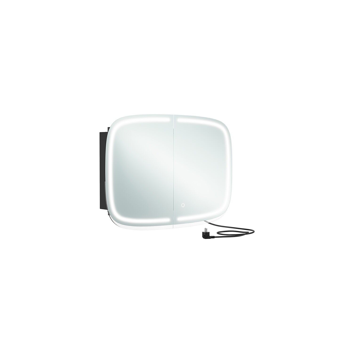 Mobiletto a specchio con illuminazione, nero inchiostro, 13.5 x 80 x 59.6 cm