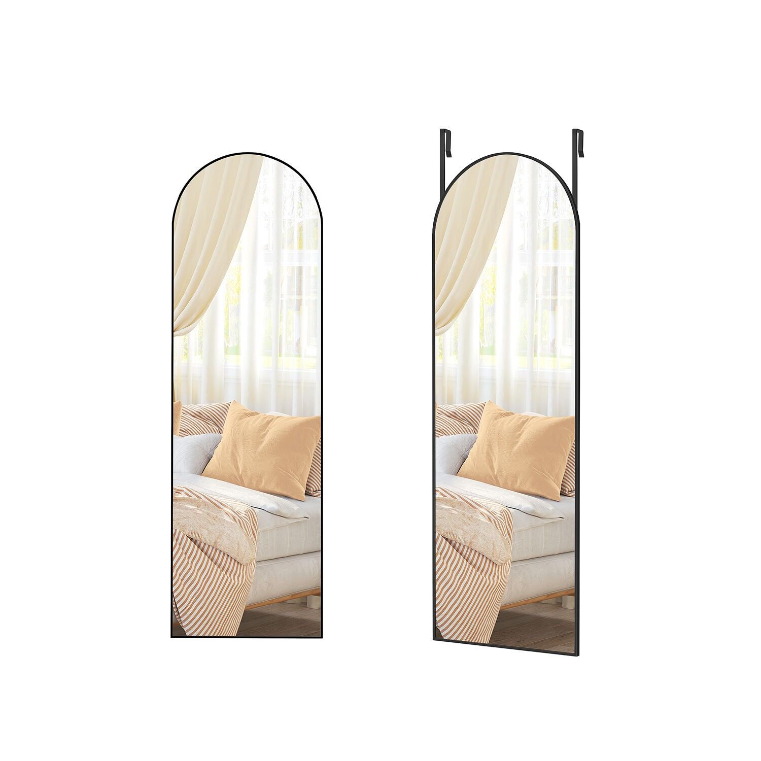 Specchio a grandezza naturale 120 x 40 cm curvo inchiostro nero