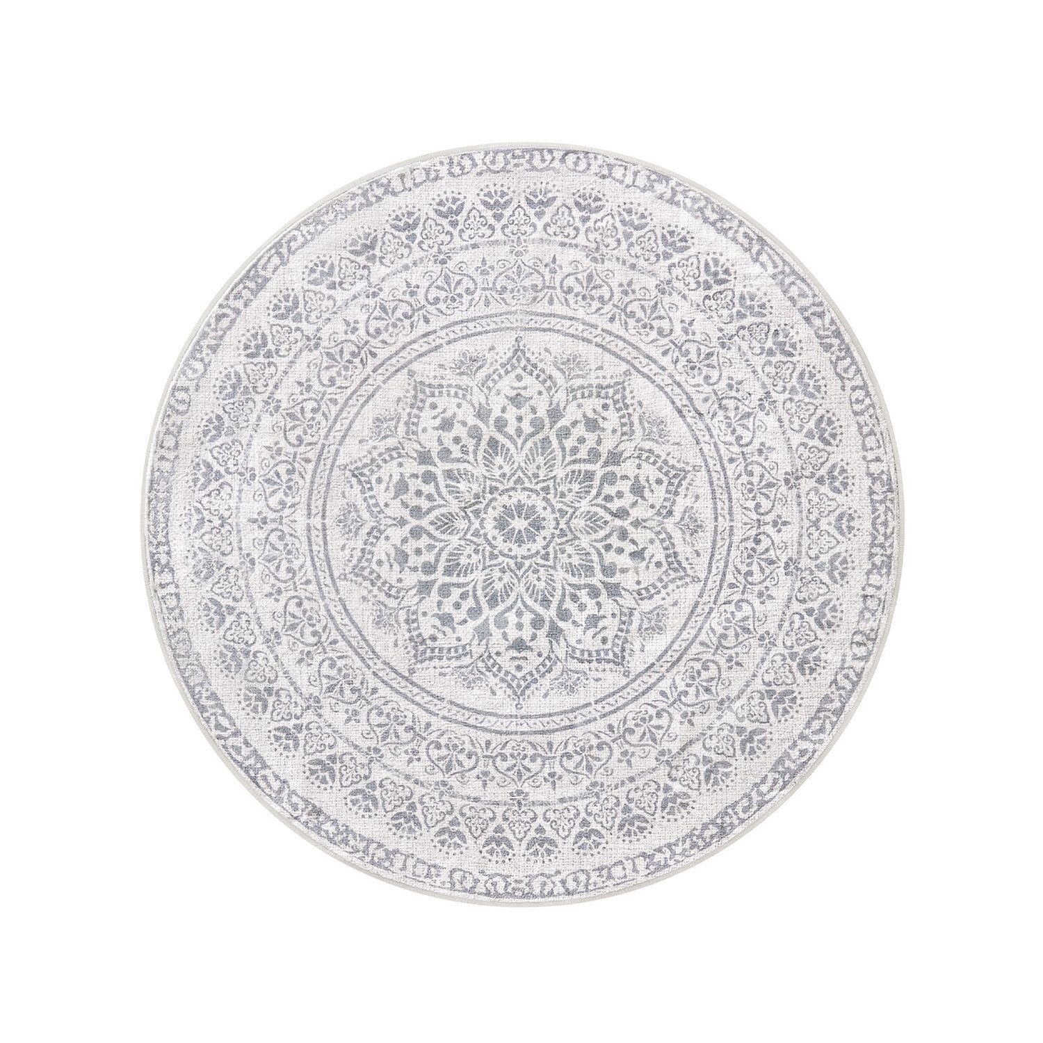 Tappeto rotondo 120 cm d stile Boho grigio tortora