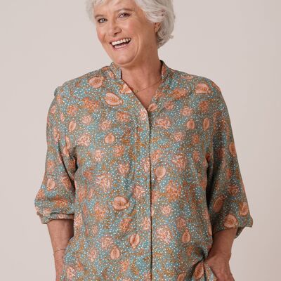 Thelma tunic green print