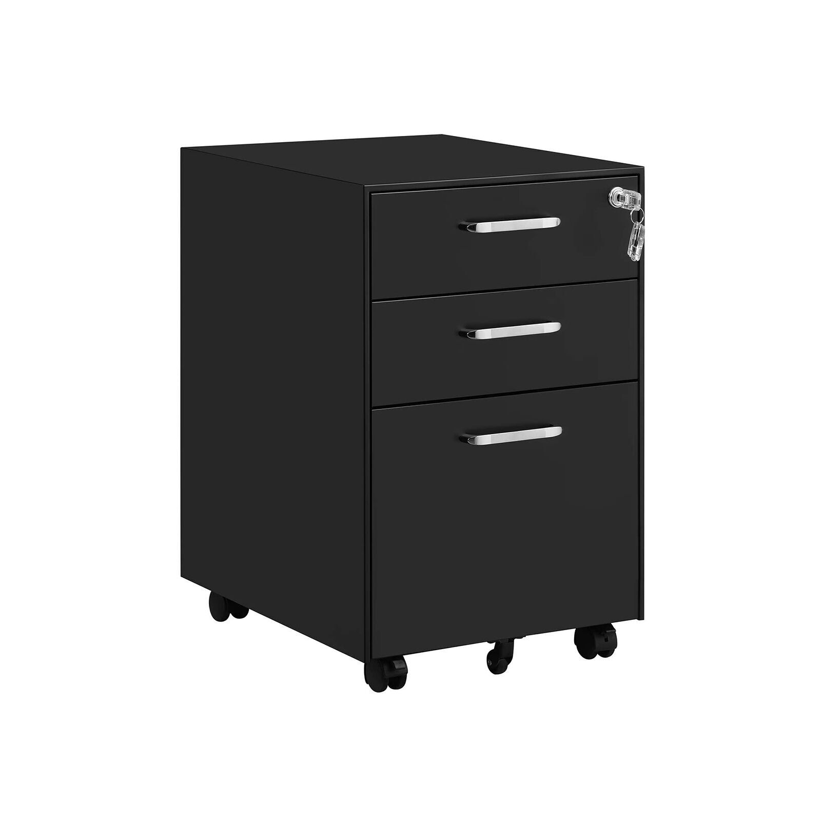 Lockable filing cabinet with drawers, black, 39 x 48 x 60 cm