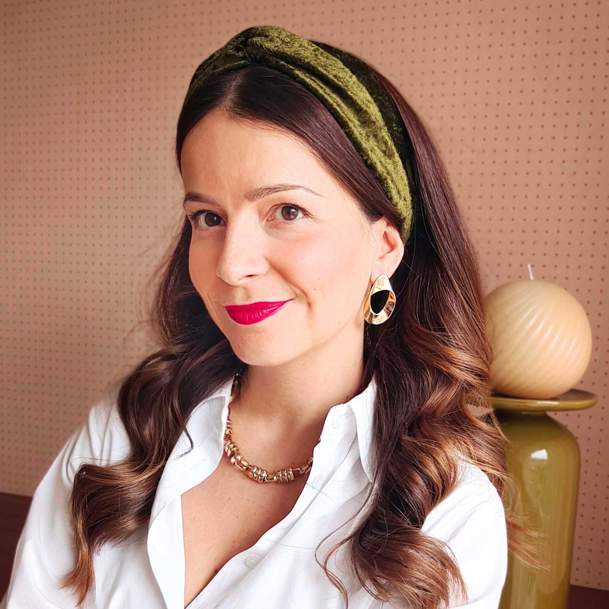 Cerchietto NEPHRITY / velluto verde oliva