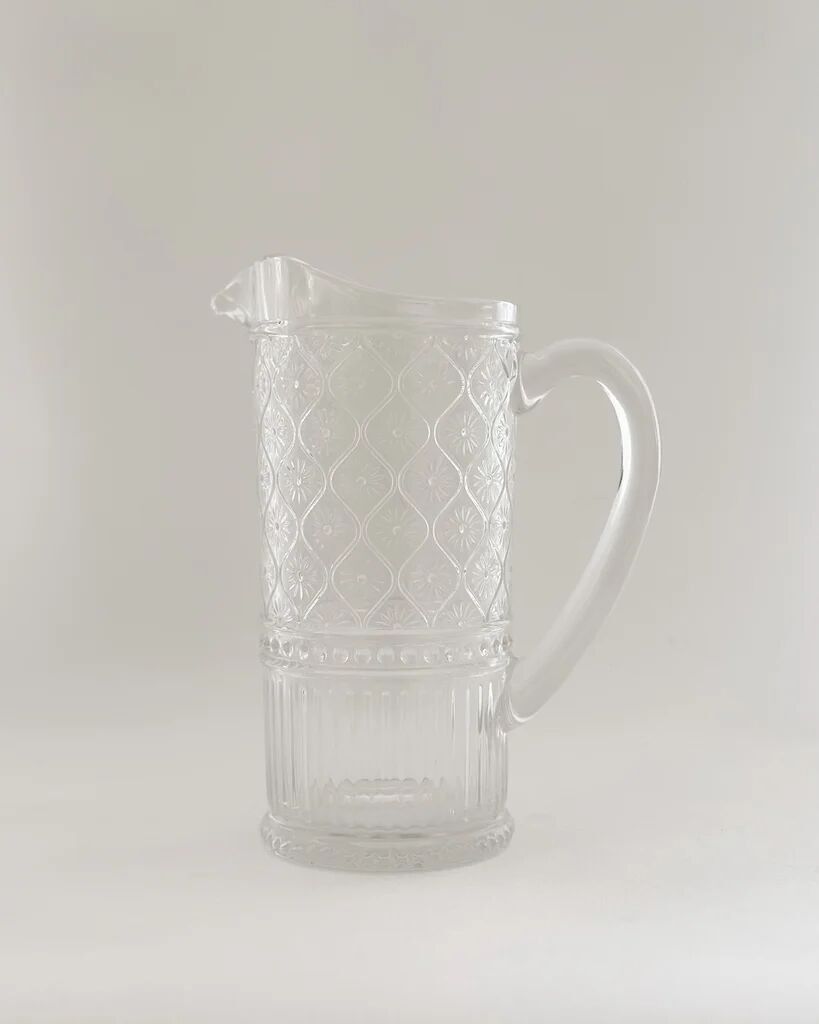 Geprägter Glaskrug – Kristall-Getränkekrug im Vintage-Stil (33 oz)