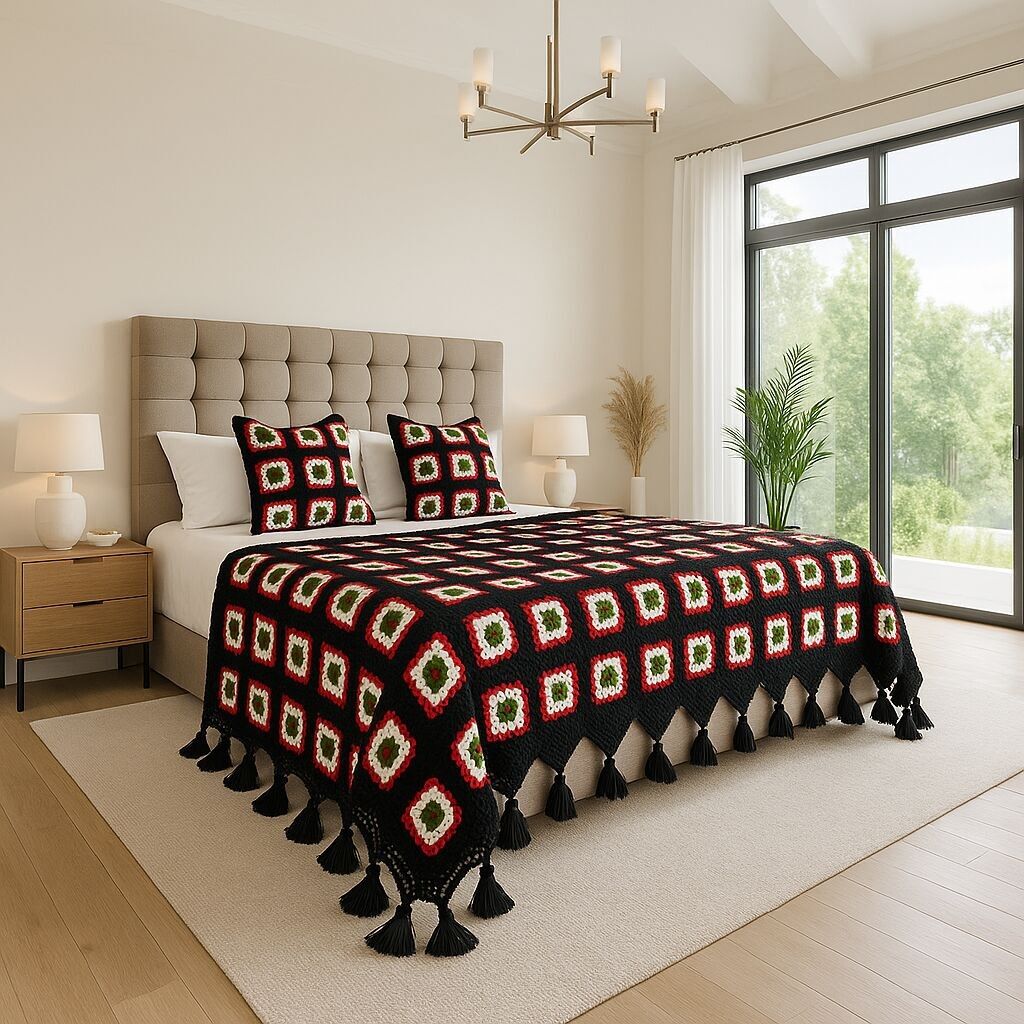 Atlas Rose Crochet Bedspread – Handcrafted Wool