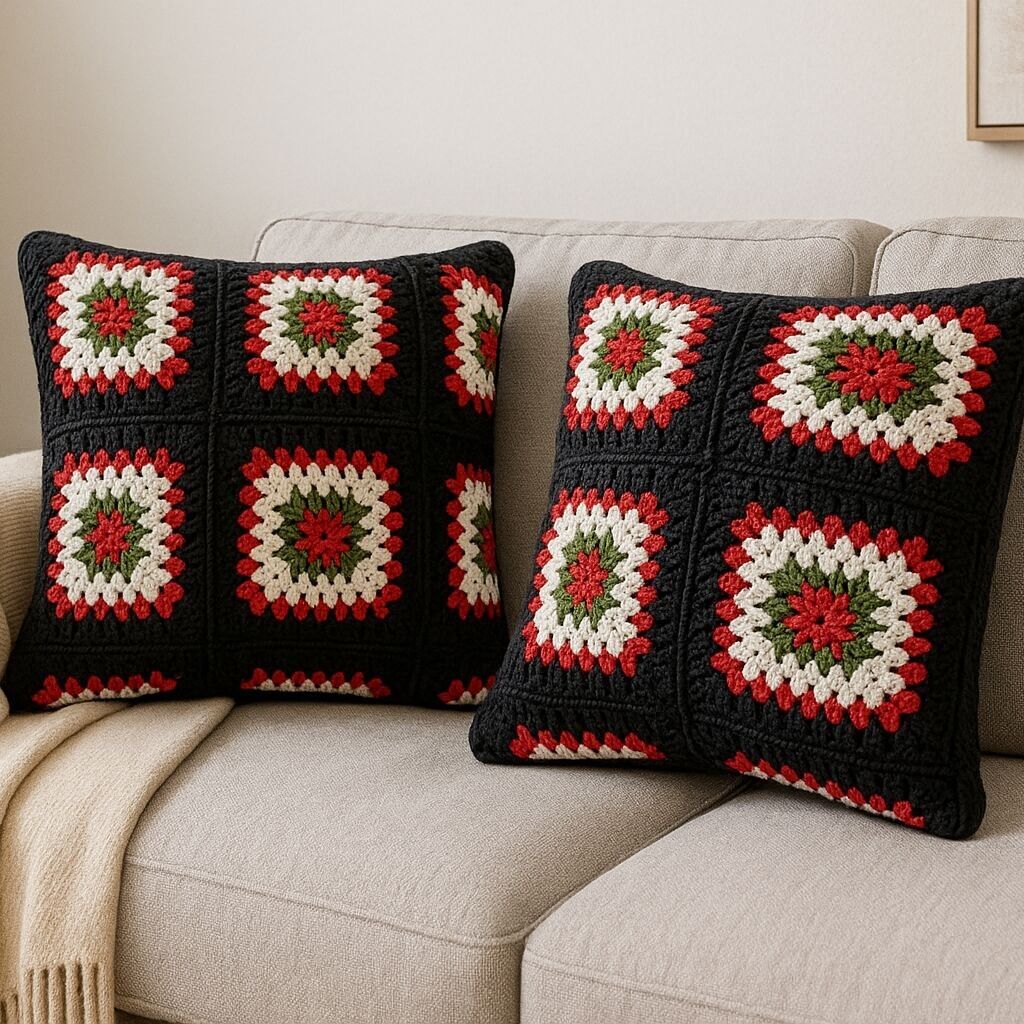 Atlas Rose Crochet Cushion Cover – Handcrafted Wool
