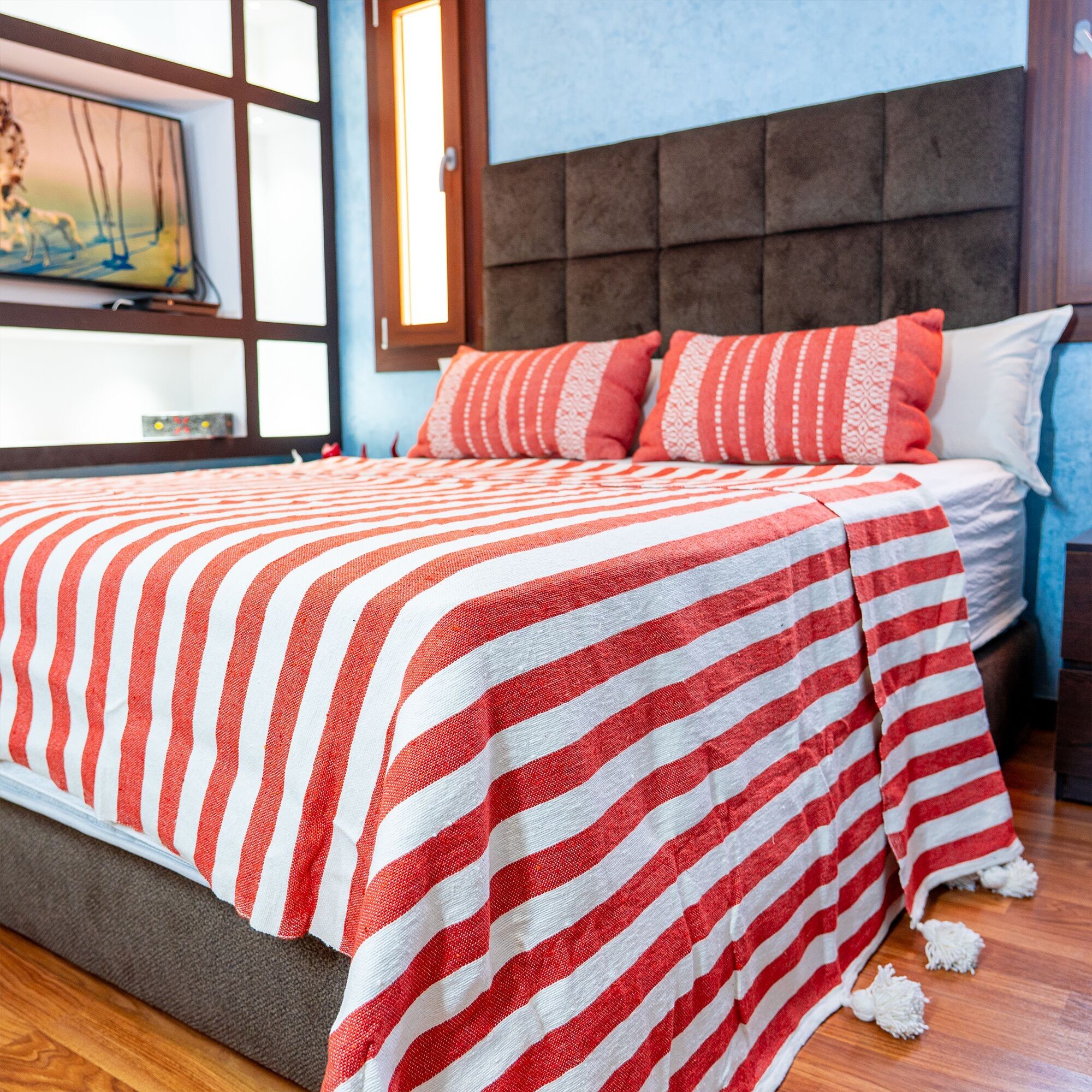 Medina Handwoven Stripe Bedspread with Tassels