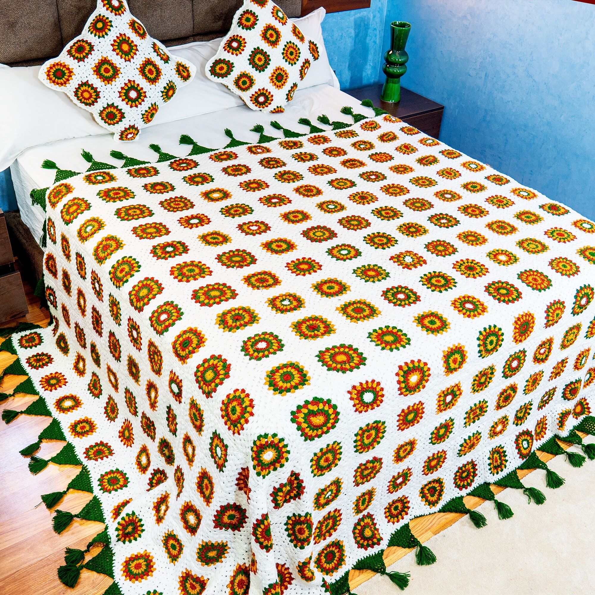 Sunflower Crochet Tassel Bedspread – Handcrafted Wool