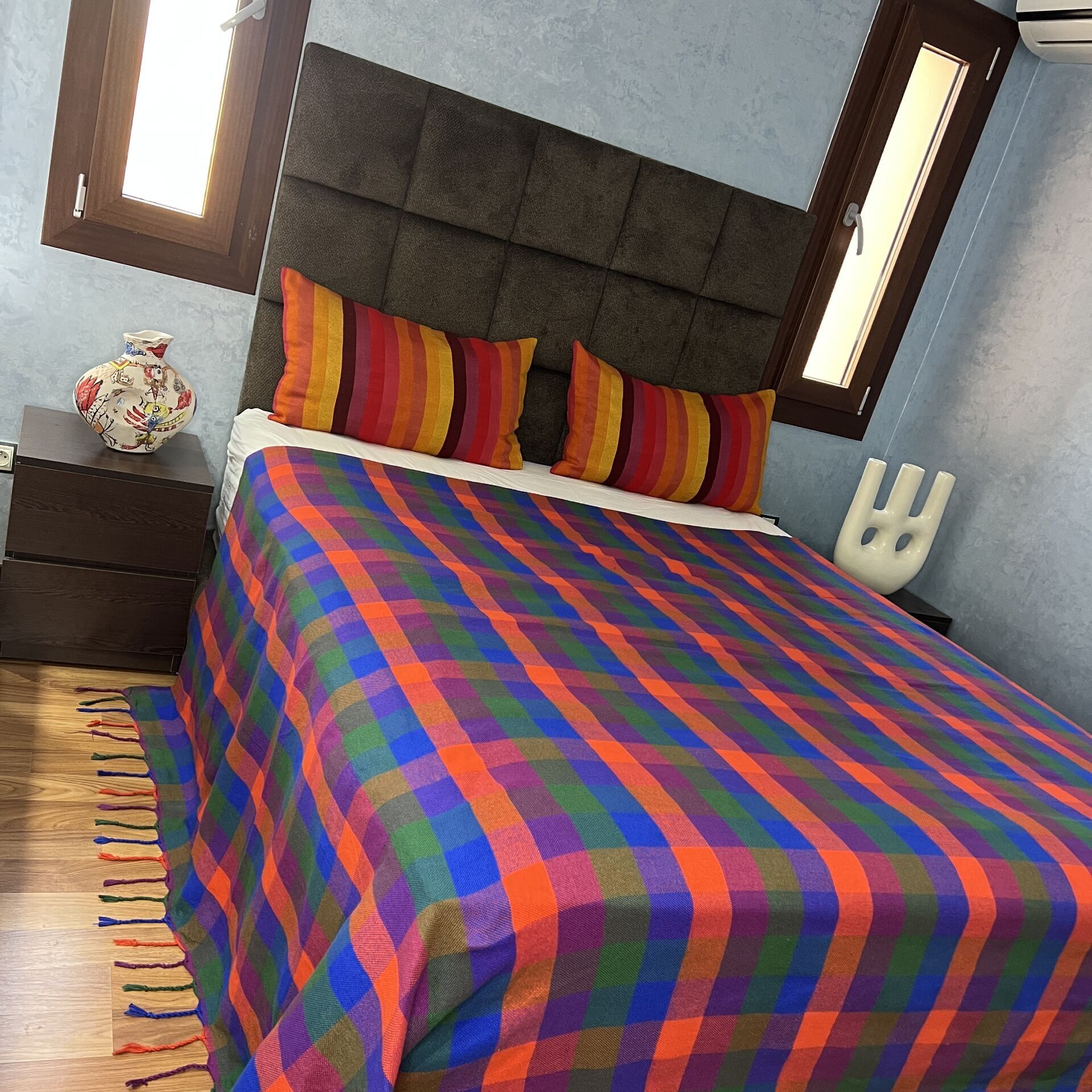 Ian Blanket — Multicolor Plaid Cotton with Tassels