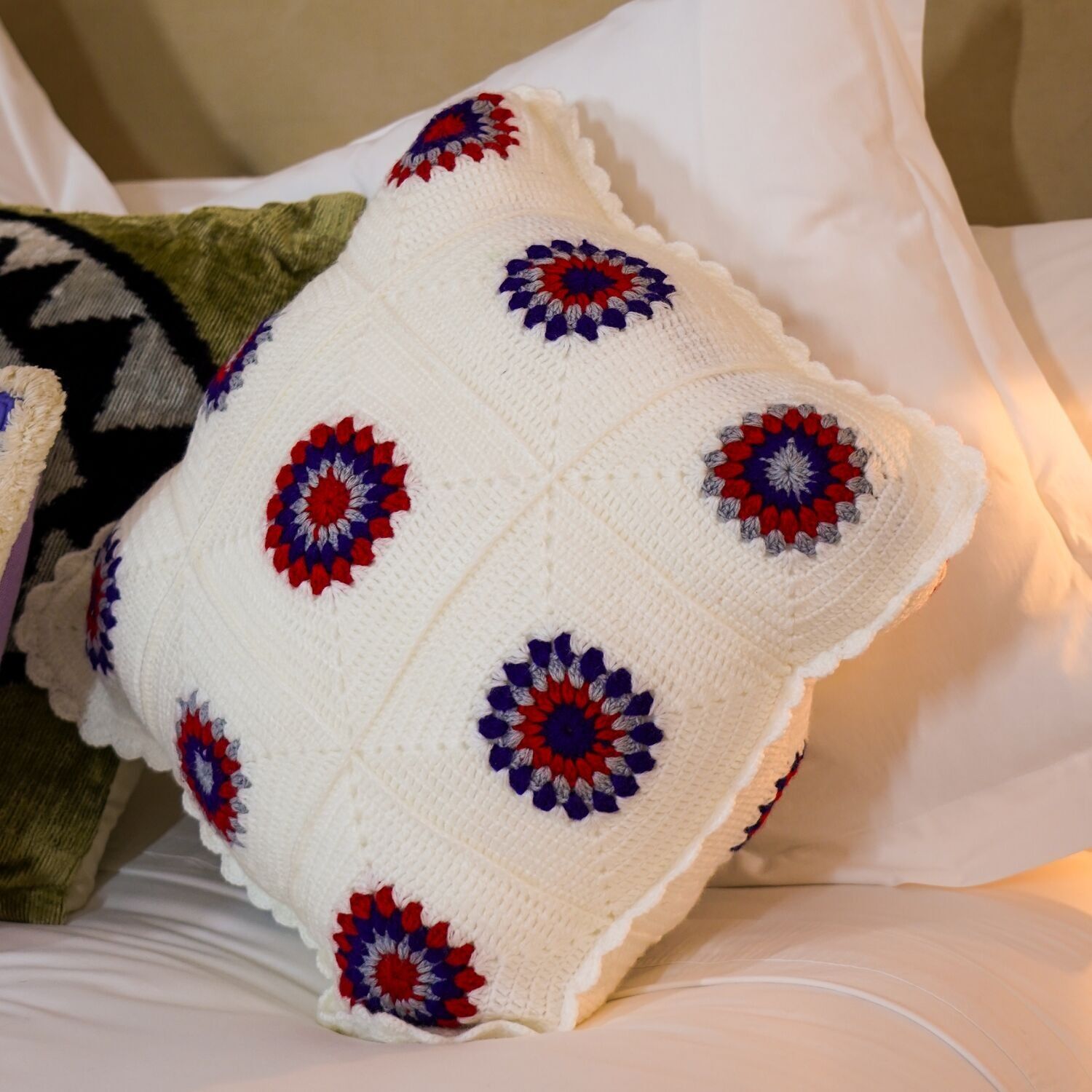 Snow Crochet Cushion Cover
