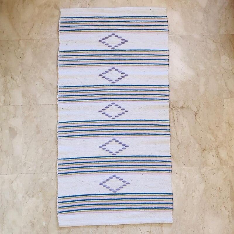 Jacinthe – Manta de algodón tejida a mano 67×128 cm – Alfombra de algodón de estilo marroquí en suaves colores pastel