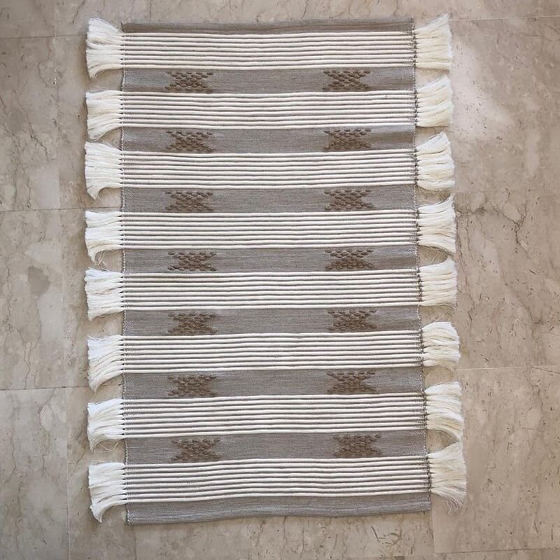 Bahia – Alfombra de algodón tejida a mano, 67×118 cm – Alfombra de algodón y lino de estilo marroquí en color arena y marrón claro