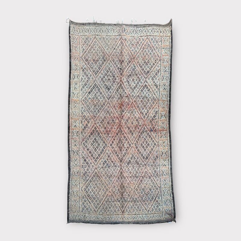 Asirem – Alfombra bereber vintage Beni Mguild 185×310 cm – Alfombra marroquí de lana tejida a mano en tonos tierra deslavados