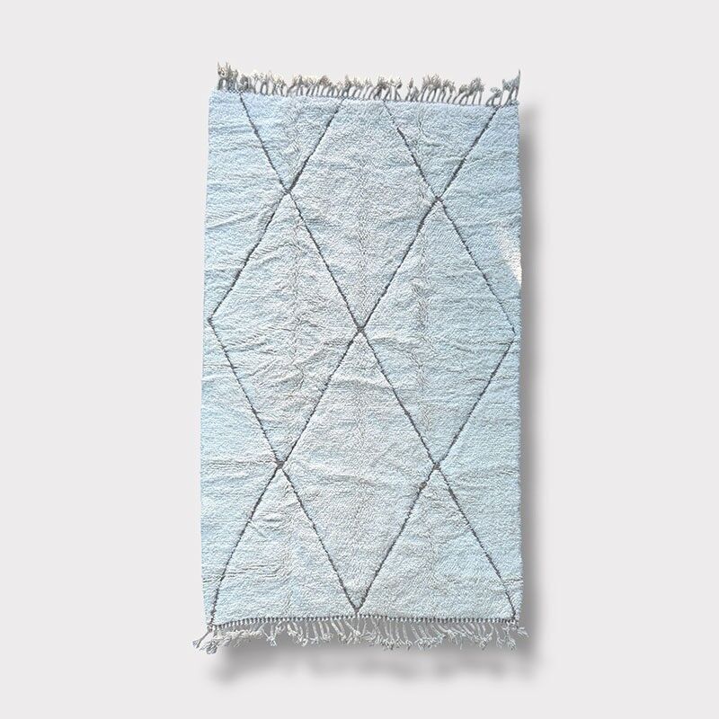 Tasurt – Alfombra Beni Ouarain 166×256 cm – Alfombra marroquí de lana tejida a mano con cálido patrón de rombos color arena