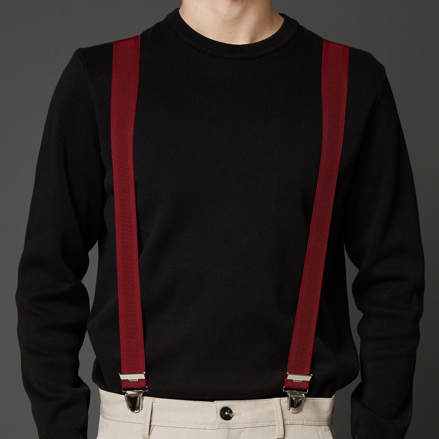 Bretelle elastiche a "X" con clip, 35 mm. Prodotto in Francia. YBREUNI-BORDEAUX