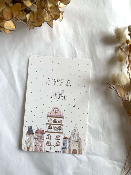 Carte illustré joyeux noël - Hôtel Amour