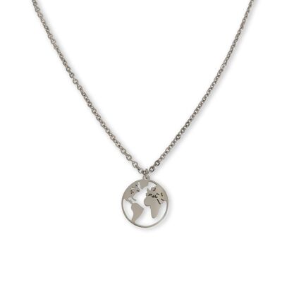 World Map Necklace - SILVER