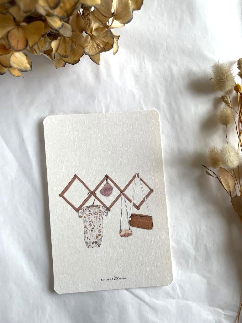 Carte illustrée porte manteau