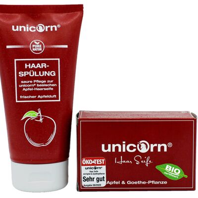 Combi unicorn® sapone per capelli alla mela e balsamo acido per capelli