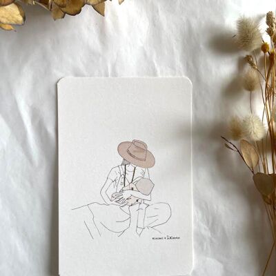 Illustrated card - breastfeeding mom