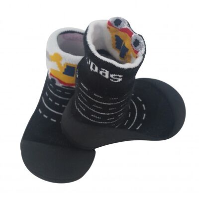 Attipas Two style schwarz- ergonomische Baby Lauflernschuhe, atmungsaktive Kinder Hausschuhe ABS Socken Babyschuhe Antirutsch