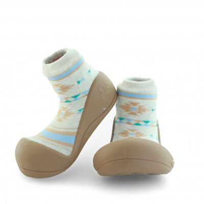 Attipas Nordic-Braun- ergonomische Baby Lauflernschuhe, atmungsaktive Kinder Hausschuhe ABS Socken Babyschuhe Antirutsch