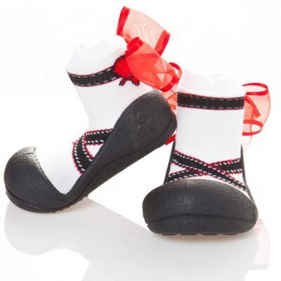 Attipas Ballet-Schwarz- ergonomische Baby Lauflernschuhe, atmungsaktive Kinder Hausschuhe ABS Socken Babyschuhe Antirutsch