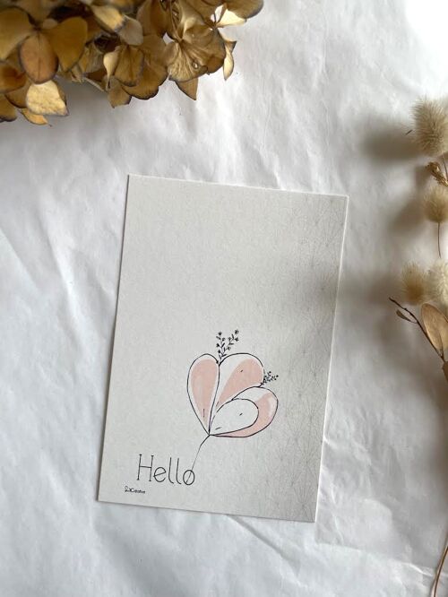 Carte illustrée - Hello floral