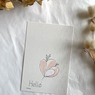 Carte illustrée - Hello floral