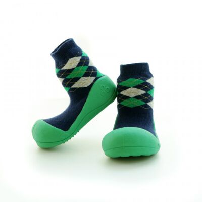 Attipas Argyle-Grün- ergonomische Baby Lauflernschuhe, atmungsaktive Kinder Hausschuhe ABS Socken Babyschuhe Antirutsch
