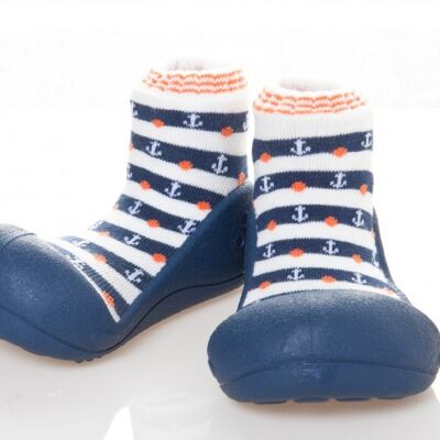 Attipas Marine Blau- ergonomische Baby Lauflernschuhe, atmungsaktive Kinder Hausschuhe ABS Socken Babyschuhe Antirutsch