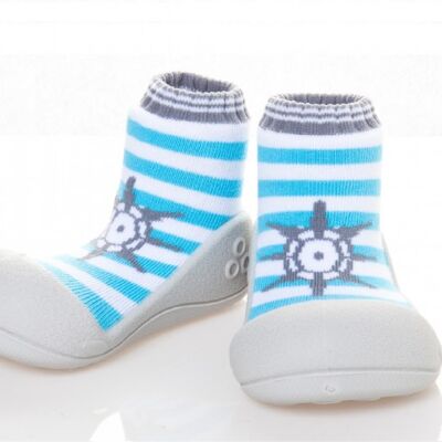 Attipas Marine-Grün- ergonomische Baby Lauflernschuhe, atmungsaktive Kinder Hausschuhe ABS Socken Babyschuhe Antirutsch