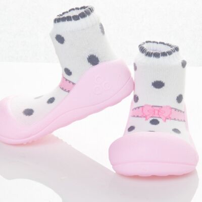 Attipas Ballet-Rosa - ergonomische Baby Lauflernschuhe, atmungsaktive Kinder Hausschuhe ABS Socken Babyschuhe Antirutsch