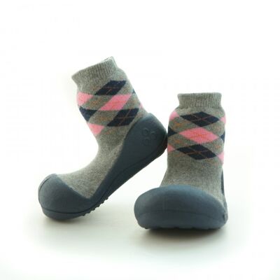Attipas Argyle Blau- ergonomische Baby Lauflernschuhe, atmungsaktive Kinder Hausschuhe ABS Socken Babyschuhe Antirutsch
