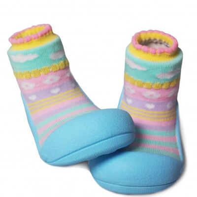 Attipas Attibebe Blau- ergonomische Baby Lauflernschuhe, atmungsaktive Kinder Hausschuhe ABS Socken Babyschuhe Antirutsch
