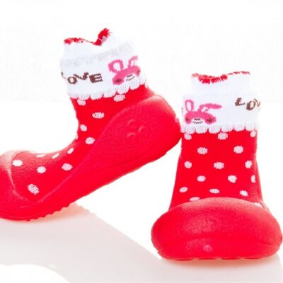 Attipas Love-Red- ergonomische Baby Lauflernschuhe, atmungsaktive Kinder Hausschuhe ABS Socken Babyschuhe Antirutsch