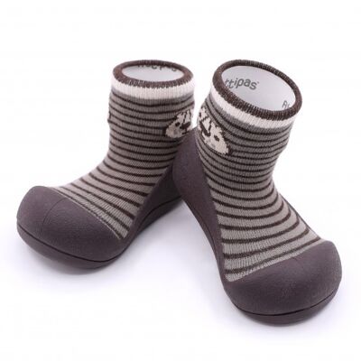 Attipas forest brown- ergonomische Baby Lauflernschuhe, atmungsaktive Kinder Hausschuhe ABS Socken Babyschuhe Antirutsch